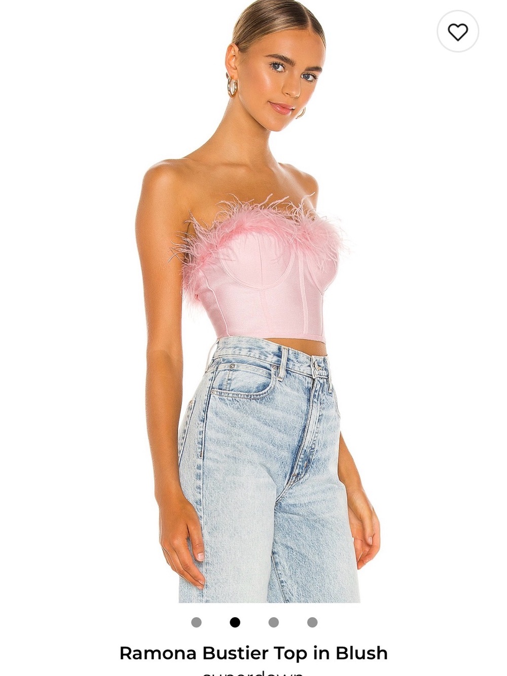 superdown Pink Feather-Trim Bustier Camisole